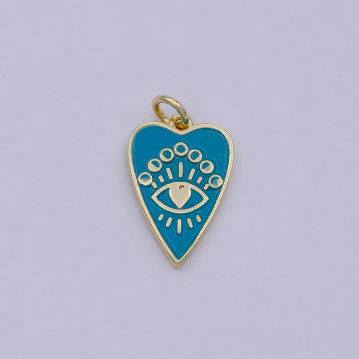 24k Gold plated Bright Eye charm, Heart Charm, Eye Charm, Light Blie Charm, For Charm Bracelets, For Necklace Pendants E-579 - DLUXCA