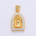 24K Gold plated Buddha Pendant Micro Pave Meditate Buddha Charm Religious Jewelry Making Supply Yoga Jewelry I-182 - DLUXCA