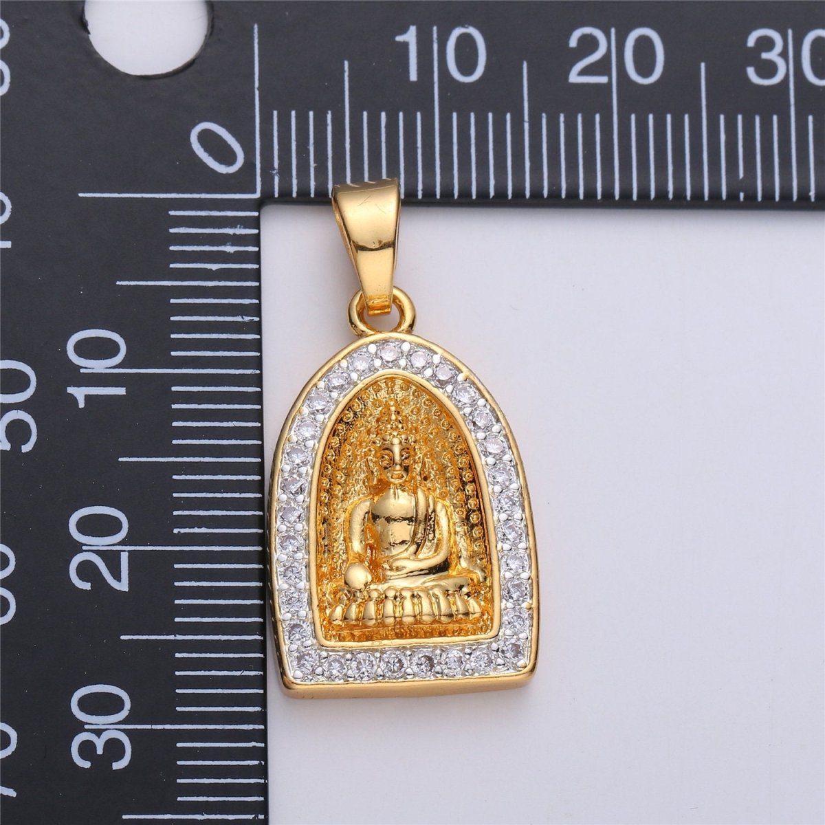 24K Gold plated Buddha Pendant Micro Pave Meditate Buddha Charm Religious Jewelry Making Supply Yoga Jewelry I-182 - DLUXCA