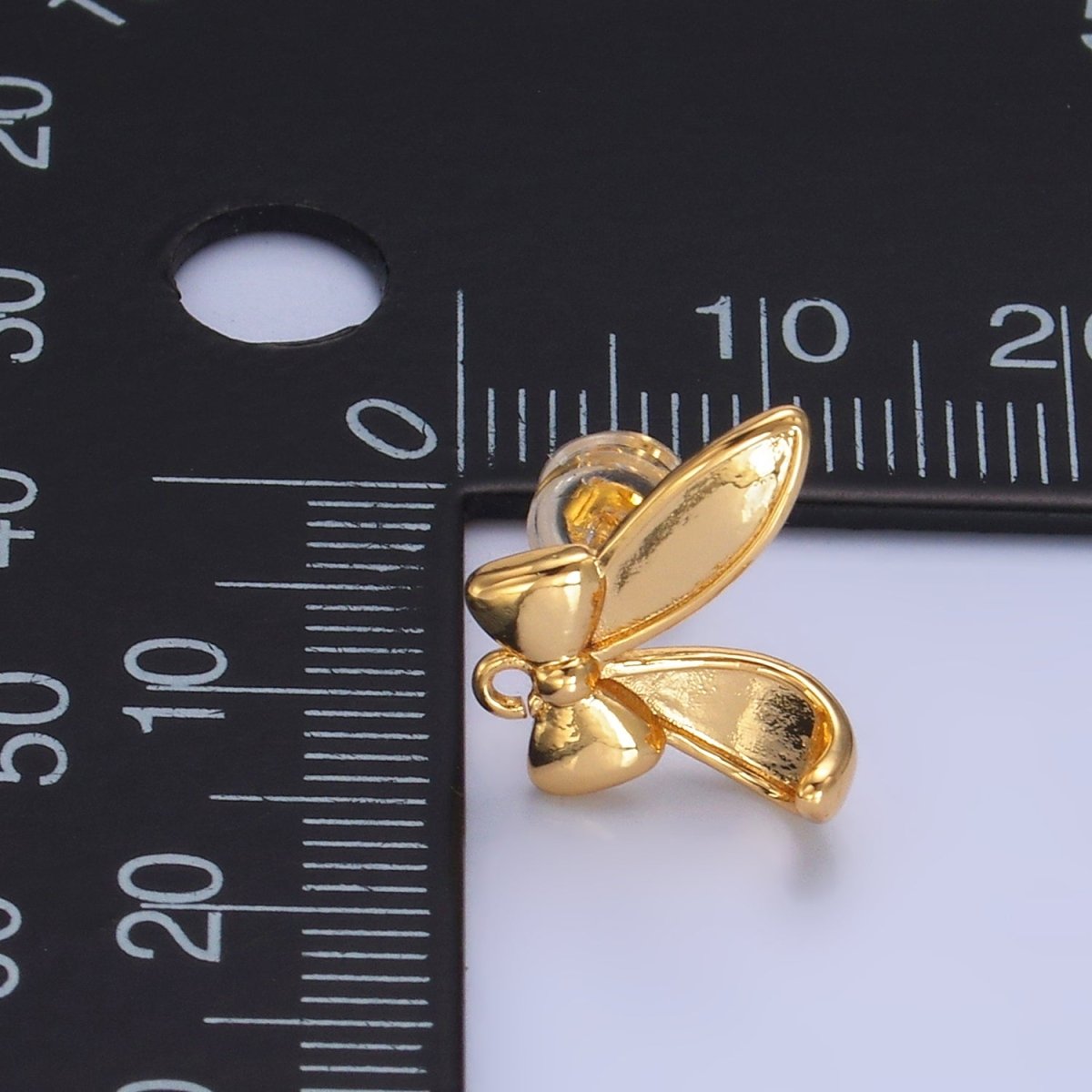 24K Gold plated Bunny Ear Drop Stud Earring Findings | Z1088 - DLUXCA
