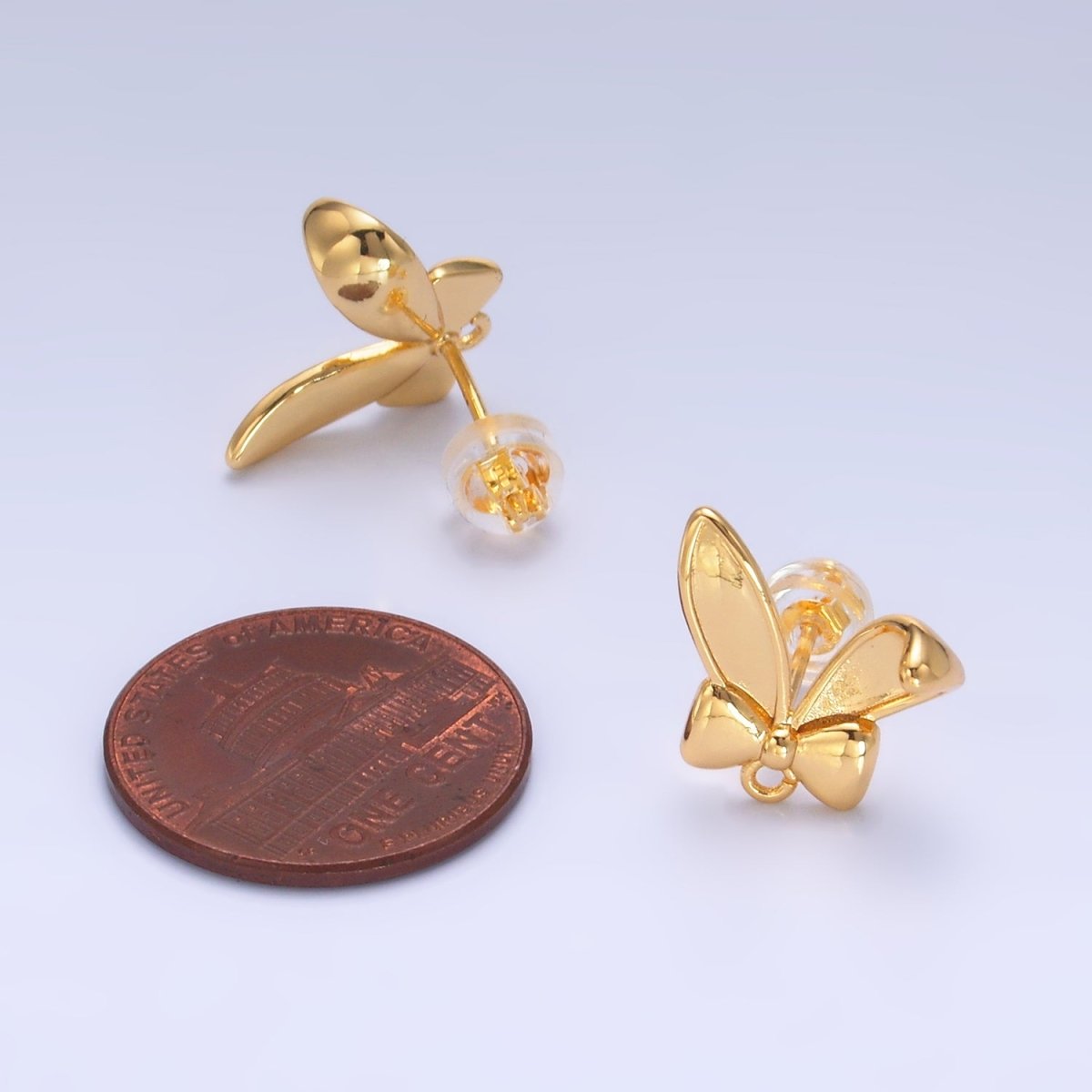 24K Gold plated Bunny Ear Drop Stud Earring Findings | Z1088 - DLUXCA