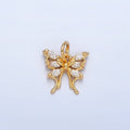 24K Gold plated Butterfly Insect Wings Marquise CZ Charm | X711 - DLUXCA