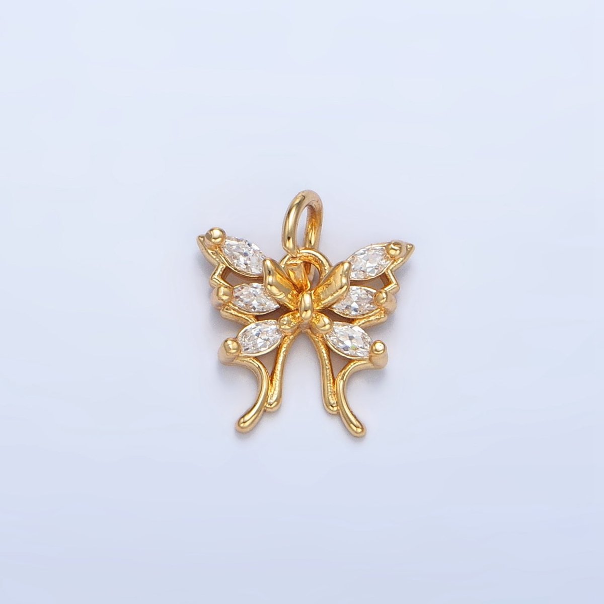 24K Gold plated Butterfly Insect Wings Marquise CZ Charm | X711 - DLUXCA