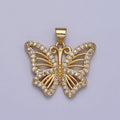 24K Gold plated Butterfly Mariposa Micro Paved CZ Wings Pendant H-364 - DLUXCA
