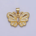 24K Gold plated Butterfly Mariposa Micro Paved Marquise CZ Pendant H-323 - DLUXCA