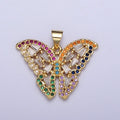 24K Gold plated Butterfly Mariposa Multicolor Micro Paved Baguette Pendan H-351 - DLUXCA