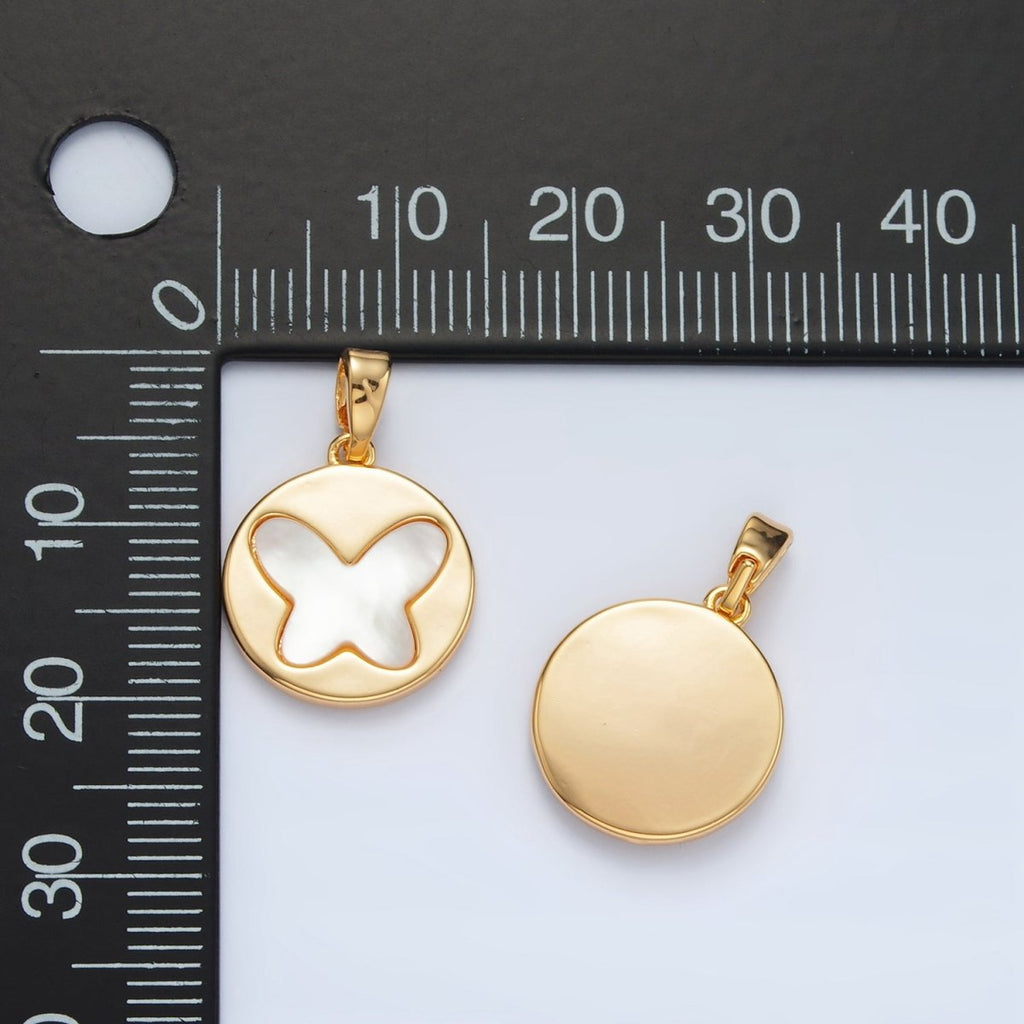 24K Gold plated Butterfly Shell Pearl Round Pendant - DLUXCA