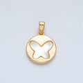 24K Gold plated Butterfly Shell Pearl Round Pendant - DLUXCA