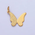 24K Gold plated Butterfly Textured Charm, Minimalist Textured Gold Dainty Butterfly For Earring Bracelet Necklace Jewelry Making AG-089 - DLUXCA
