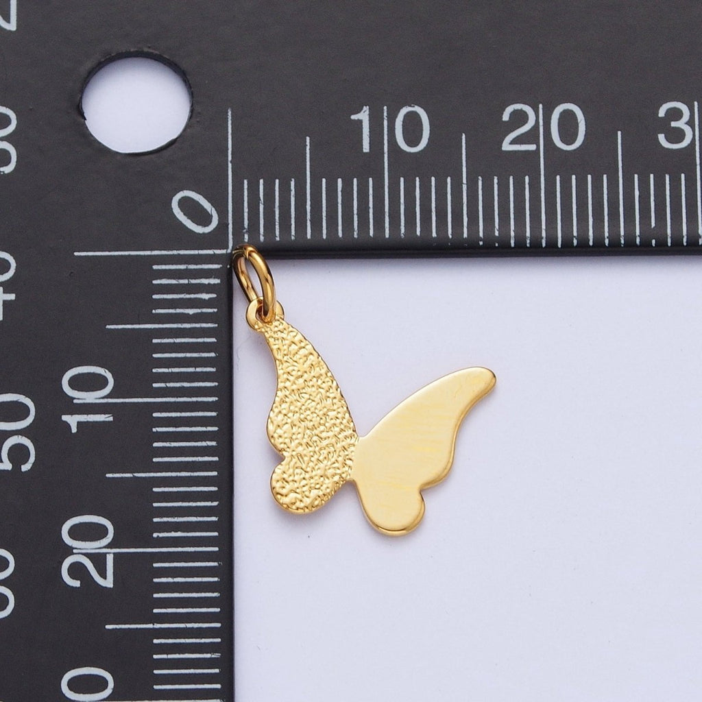 24K Gold plated Butterfly Textured Charm, Minimalist Textured Gold Dainty Butterfly For Earring Bracelet Necklace Jewelry Making AG-089 - DLUXCA