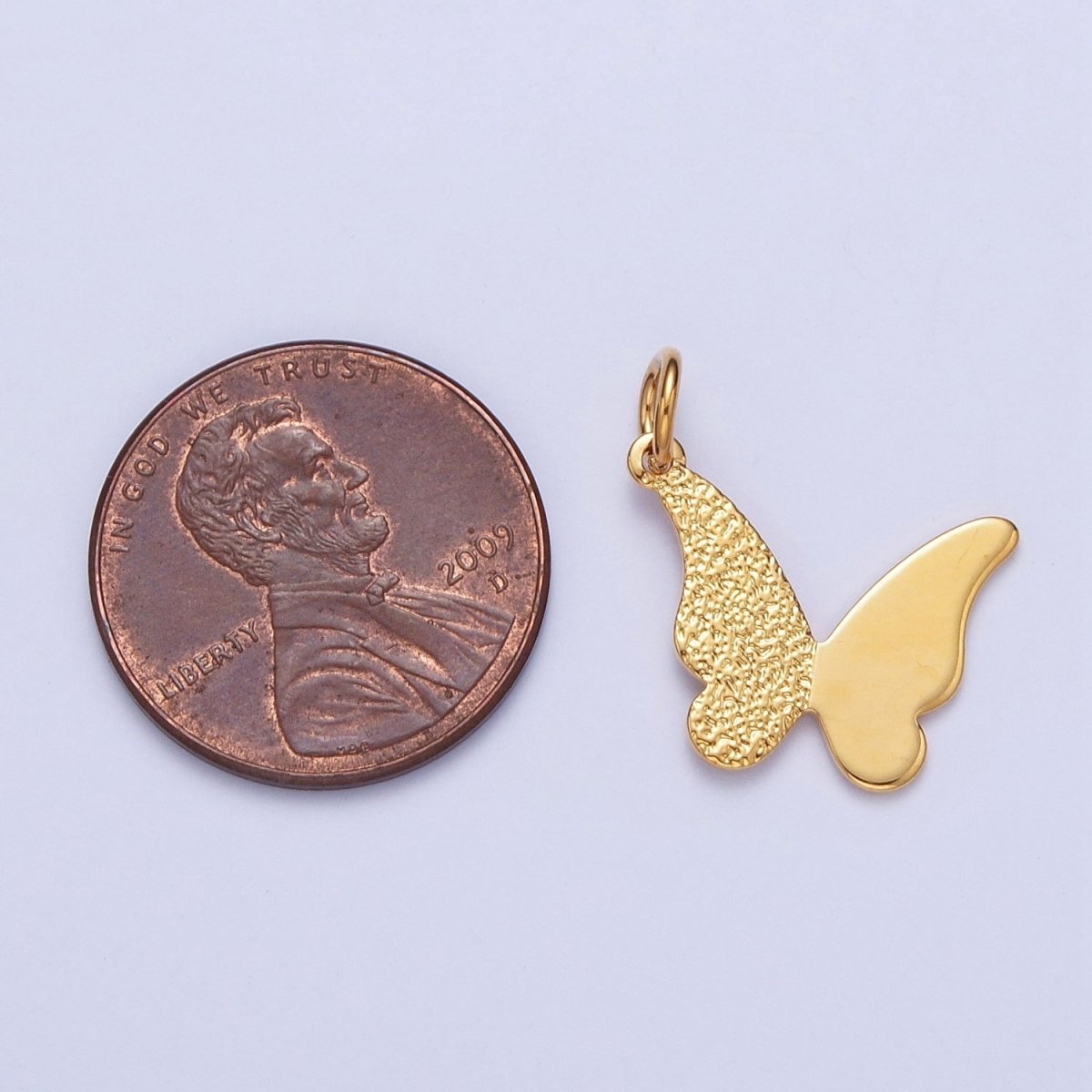 24K Gold plated Butterfly Textured Charm, Minimalist Textured Gold Dainty Butterfly For Earring Bracelet Necklace Jewelry Making AG-089 - DLUXCA