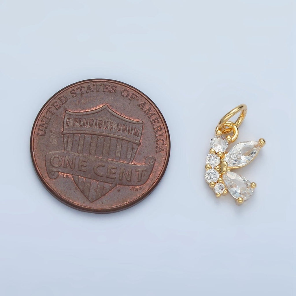 24K Gold plated Butterfly Wings Micro Paved CZ Charm | X551 - DLUXCA