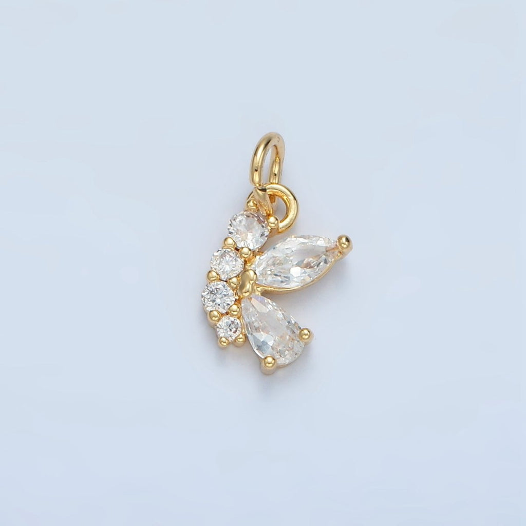 24K Gold plated Butterfly Wings Micro Paved CZ Charm | X551 - DLUXCA