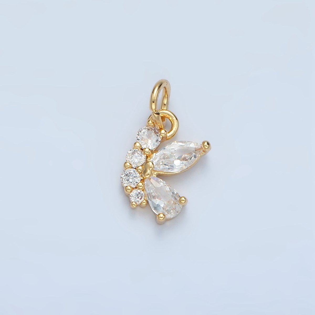 24K Gold plated Butterfly Wings Micro Paved CZ Charm | X551 - DLUXCA