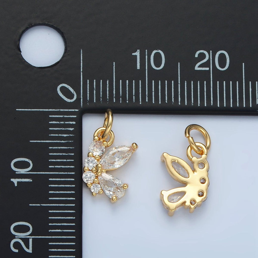 24K Gold plated Butterfly Wings Micro Paved CZ Charm | X551 - DLUXCA
