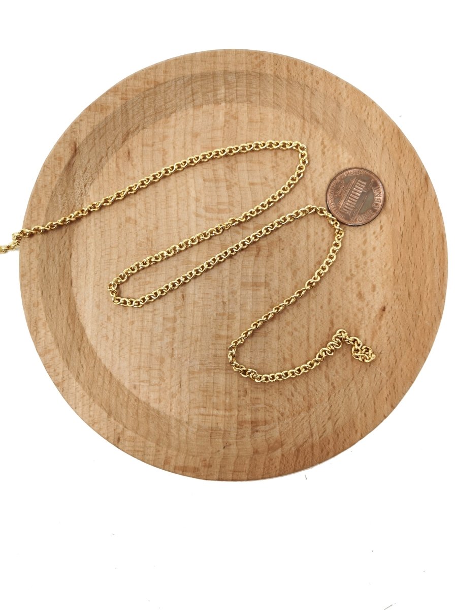 24K Gold plated Cable Chain by Yard, Gold plated Cable Chain by Yard, Wholesale Bulk Roll Chain for Jewelry Making | ROLL-100 Clearance Pricing - DLUXCA