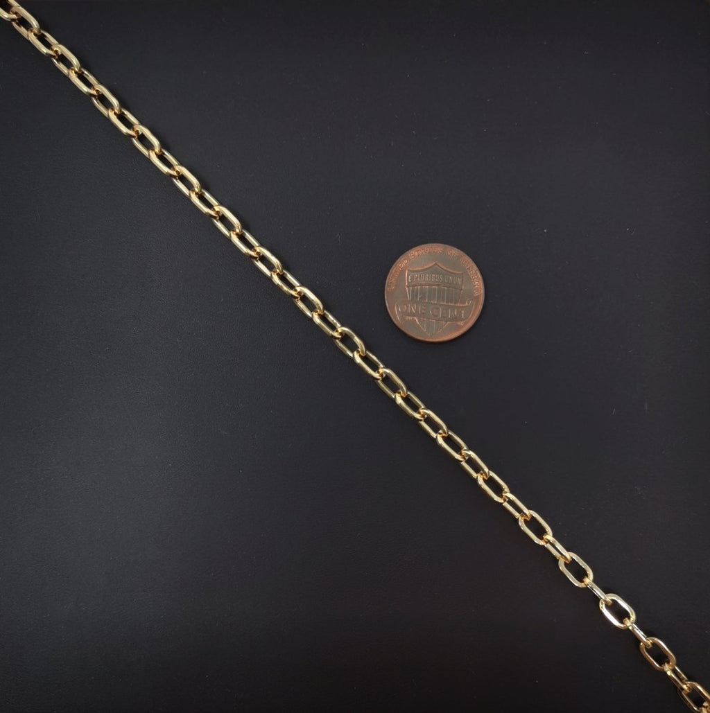24K Gold plated CABLE Chain by Yard, Wholesale Bulk Roll Chain For Jewelry Making, Necklace Bracelet Anklet Component Supply | ROLL-066 Clearance Pricing - DLUXCA