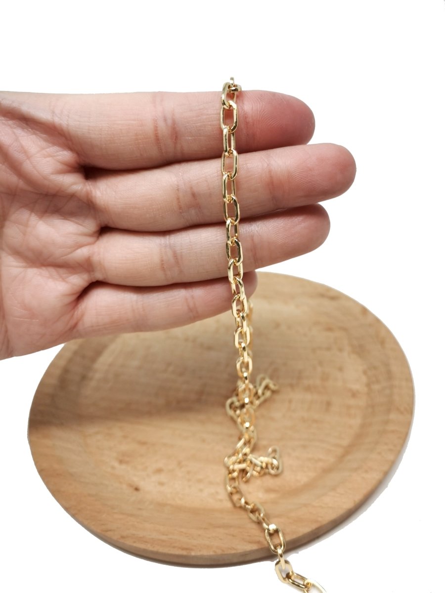 24K Gold plated CABLE Chain by Yard, Wholesale Bulk Roll Chain For Jewelry Making, Necklace Bracelet Anklet Component Supply | ROLL-066 Clearance Pricing - DLUXCA