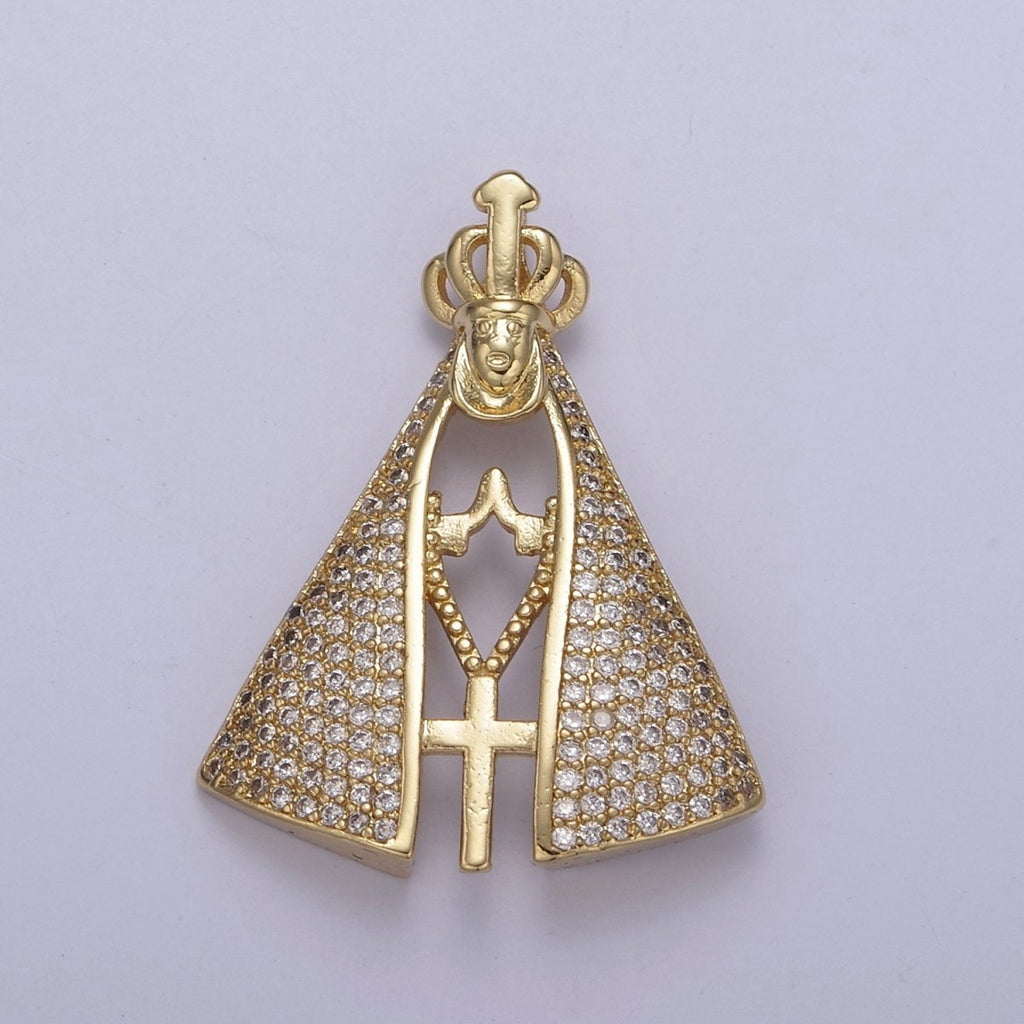 24K Gold plated Cape Pendant for Pastor Catholic Religious Jewelry Making Supply N-538 - DLUXCA