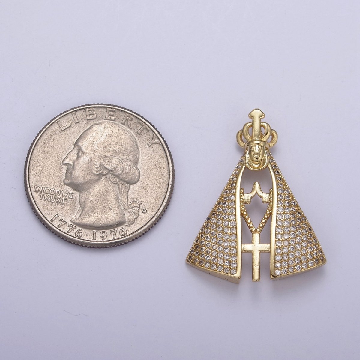 24K Gold plated Cape Pendant for Pastor Catholic Religious Jewelry Making Supply N-538 - DLUXCA