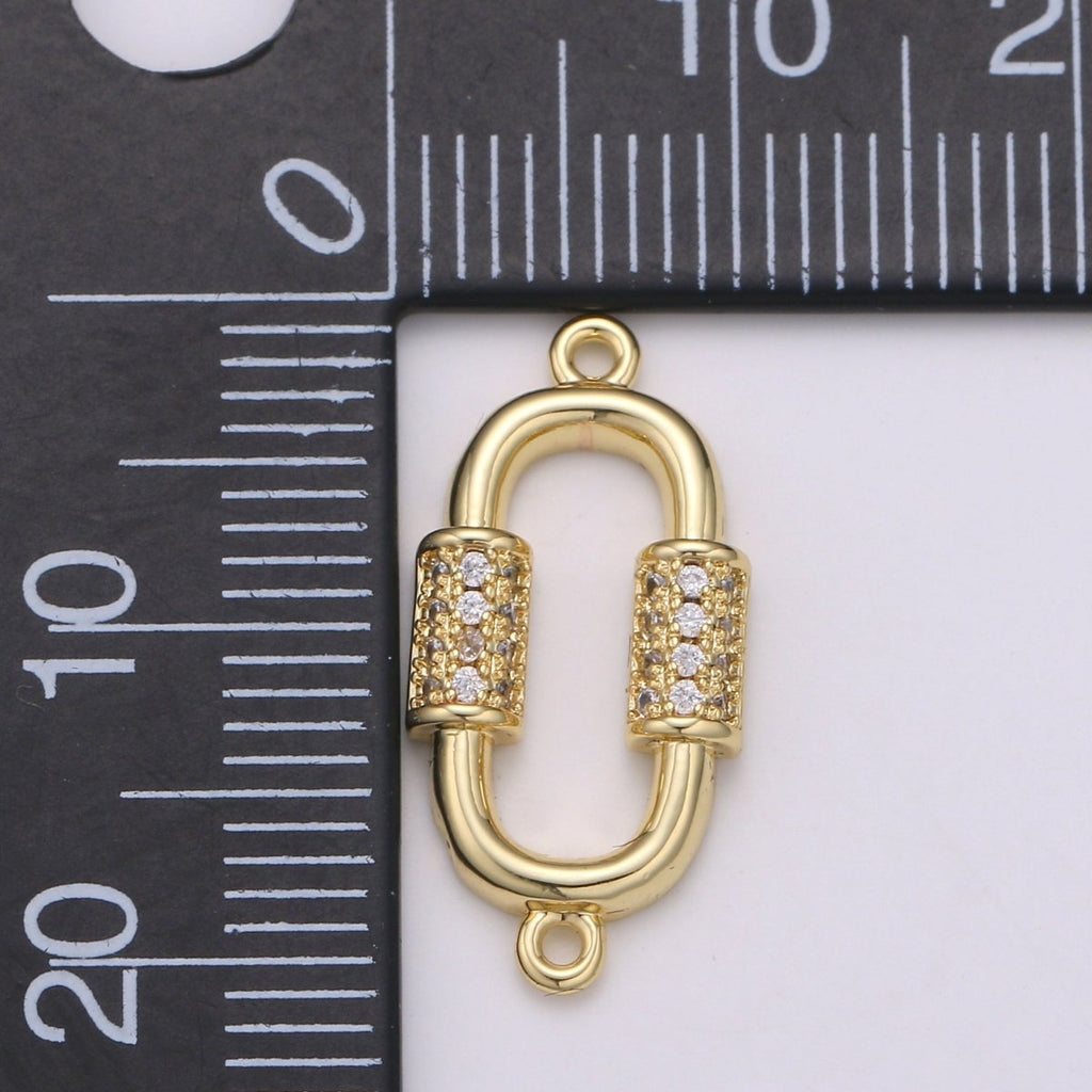 24k Gold plated Carabiner Style Connector Dainty Gold Link Charm Connectors, Gold Link Necklace Bracelet Connector for Jewelry Making Supply F-553 - DLUXCA