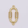 24k Gold plated Carabiner Style Connector Dainty Gold Link Charm Connectors, Gold Link Necklace Bracelet Connector for Jewelry Making Supply F-553 - DLUXCA