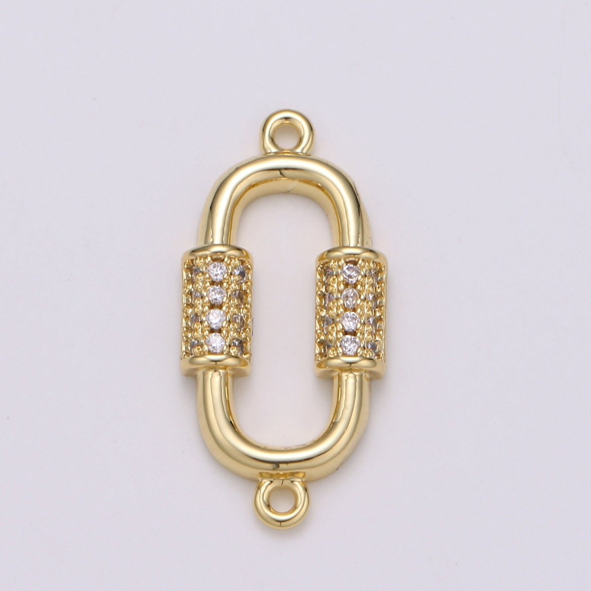 24k Gold plated Carabiner Style Connector Dainty Gold Link Charm Connectors, Gold Link Necklace Bracelet Connector for Jewelry Making Supply F-553 - DLUXCA