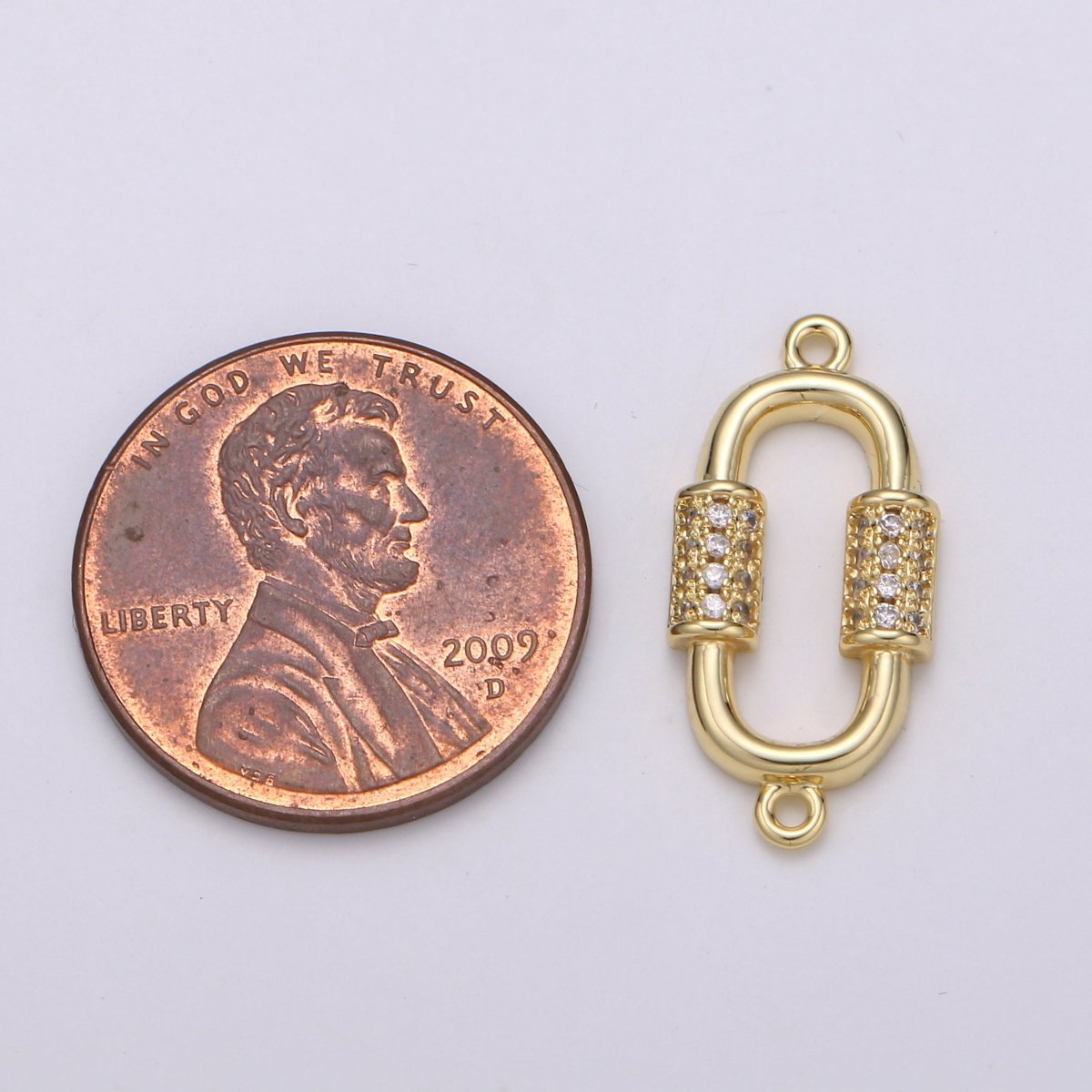 24k Gold plated Carabiner Style Connector Dainty Gold Link Charm Connectors, Gold Link Necklace Bracelet Connector for Jewelry Making Supply F-553 - DLUXCA