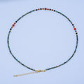 24K Gold plated Carnelian Amazonite Multifaceted Crystal Gemstone 17 Inch Necklace | WA - 2868 