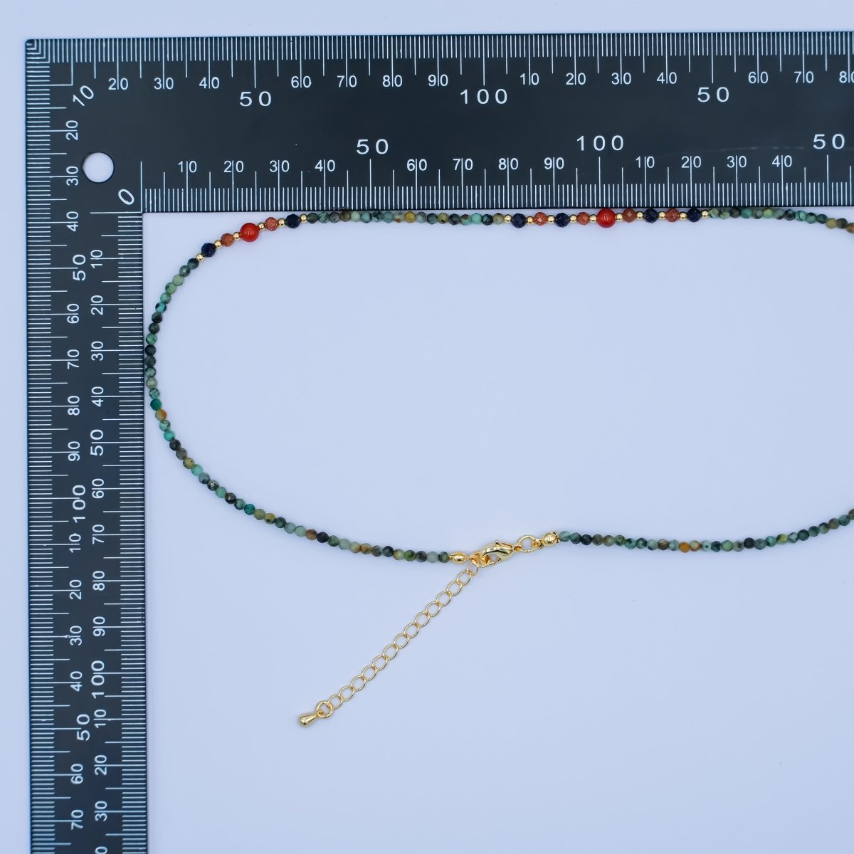 24K Gold plated Carnelian Amazonite Multifaceted Crystal Gemstone 17 Inch Necklace | WA - 2868 