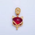 24K Gold plated Carnelian, Lapis Lazuli Gemstone Micro Paved CZ Cat Kitten Pendant | AA1026