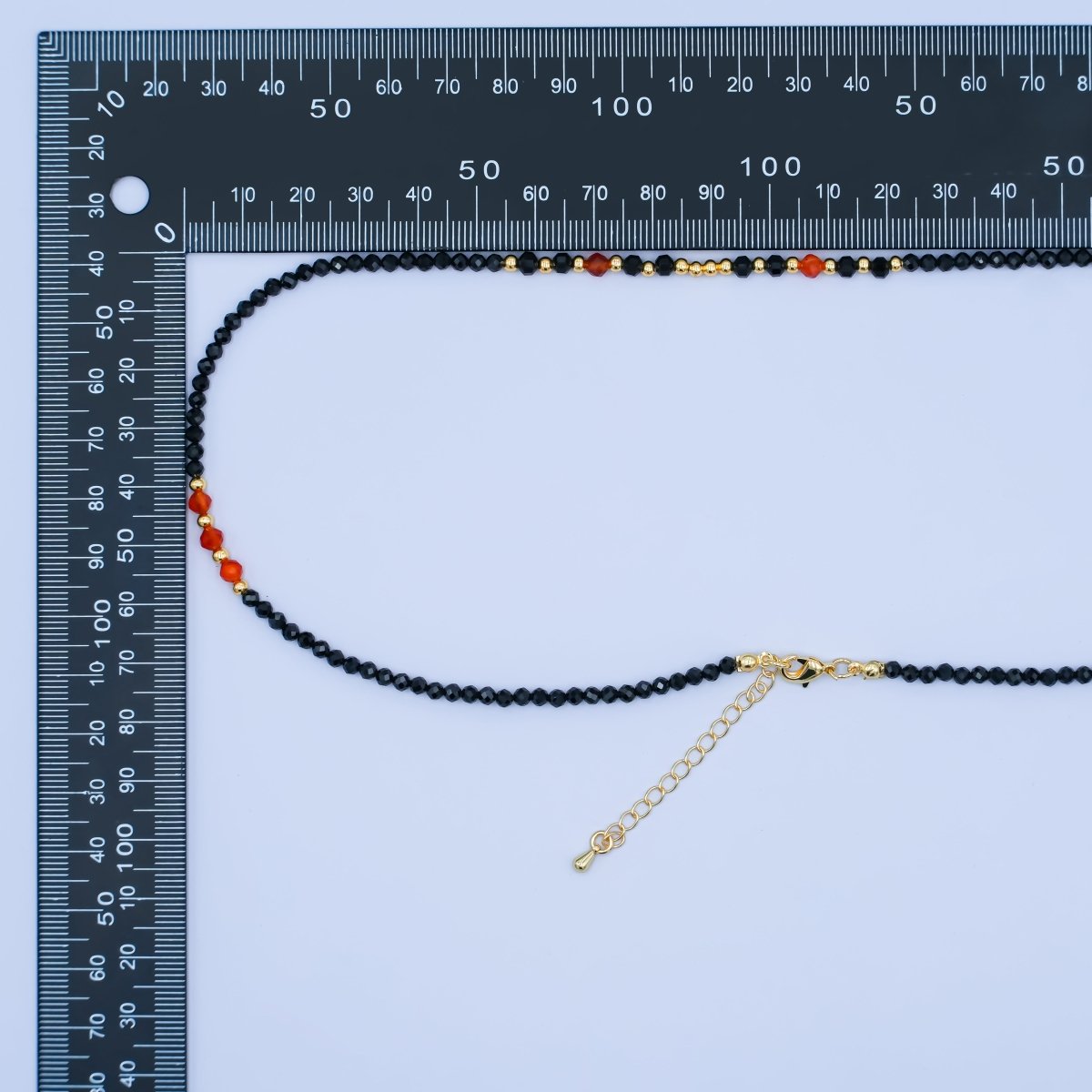 24K Gold plated Carnelian Onyx Multifaceted Crystal Gemstone 18 Inch Necklace | WA - 2874 