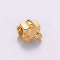 24K Gold plated Carriage Princess Pink Enamel Bead | B067 - DLUXCA