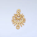 24K Gold plated Celestial Crescent Moon Sun Burst Micro Paved CZ Connector | F136 - DLUXCA