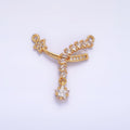 24K Gold plated Celestial Shooting Star Baguette Micro Paved CZ Connector | F936 - DLUXCA