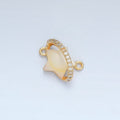 24K Gold plated Celestial Shooting Star Shell Pearl Micro Paved CZ Connector | G498 - DLUXCA