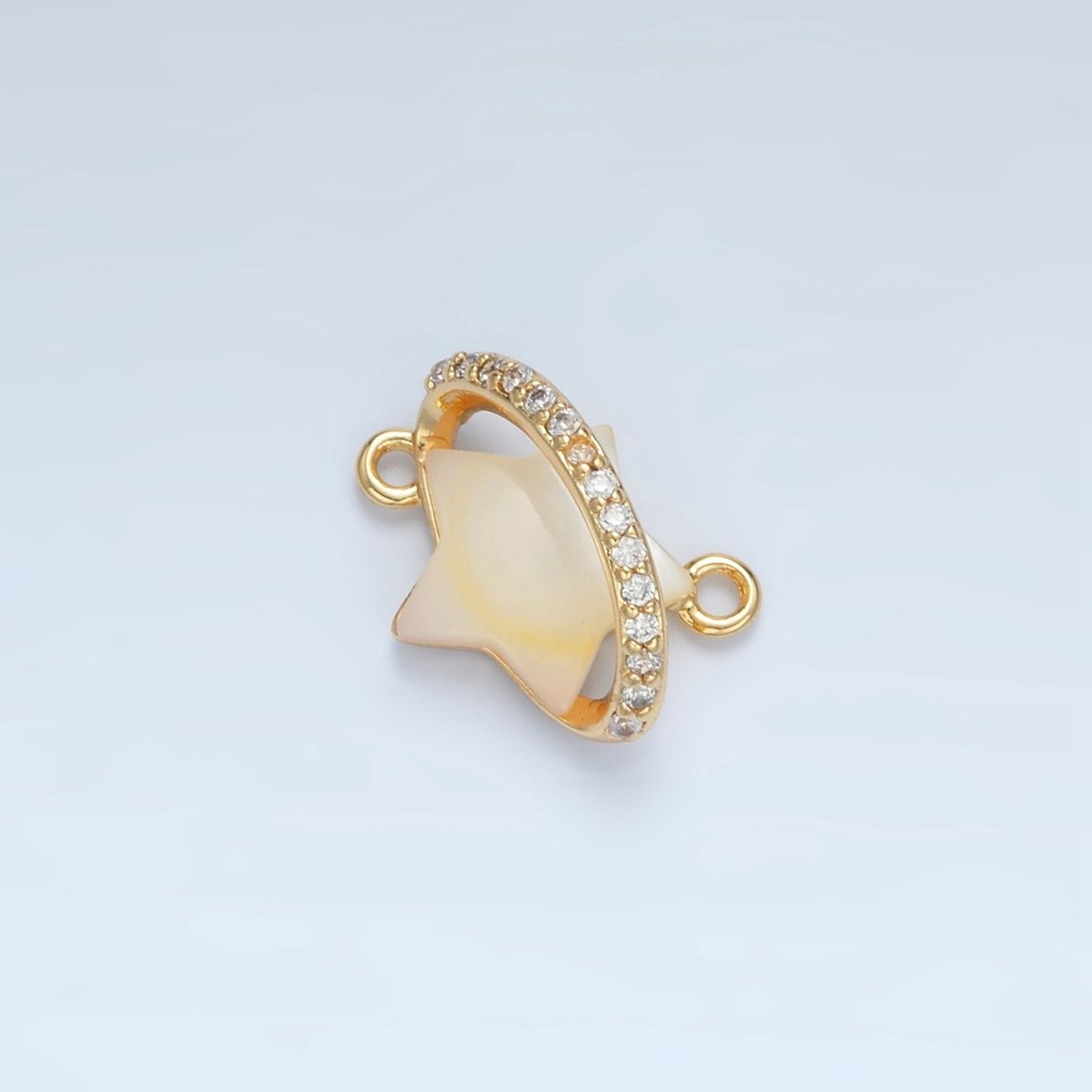 24K Gold plated Celestial Shooting Star Shell Pearl Micro Paved CZ Connector | G498 - DLUXCA