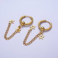 24K Gold plated Celestial Star Chain Drop Huggie Drop Earrings | Y-179 - DLUXCA