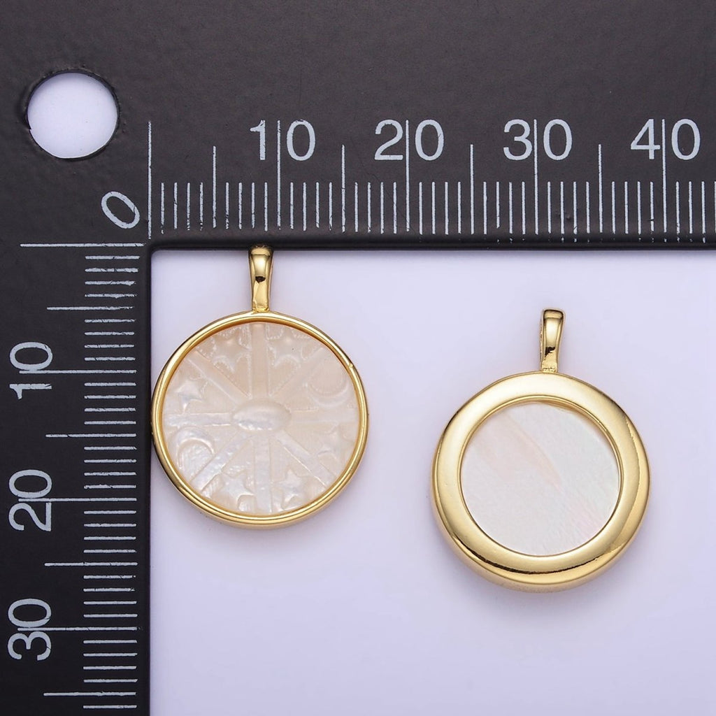24K Gold plated Celestial Star Crescent Moon Shell Pearl Bezel Pendant | AA1355 - DLUXCA