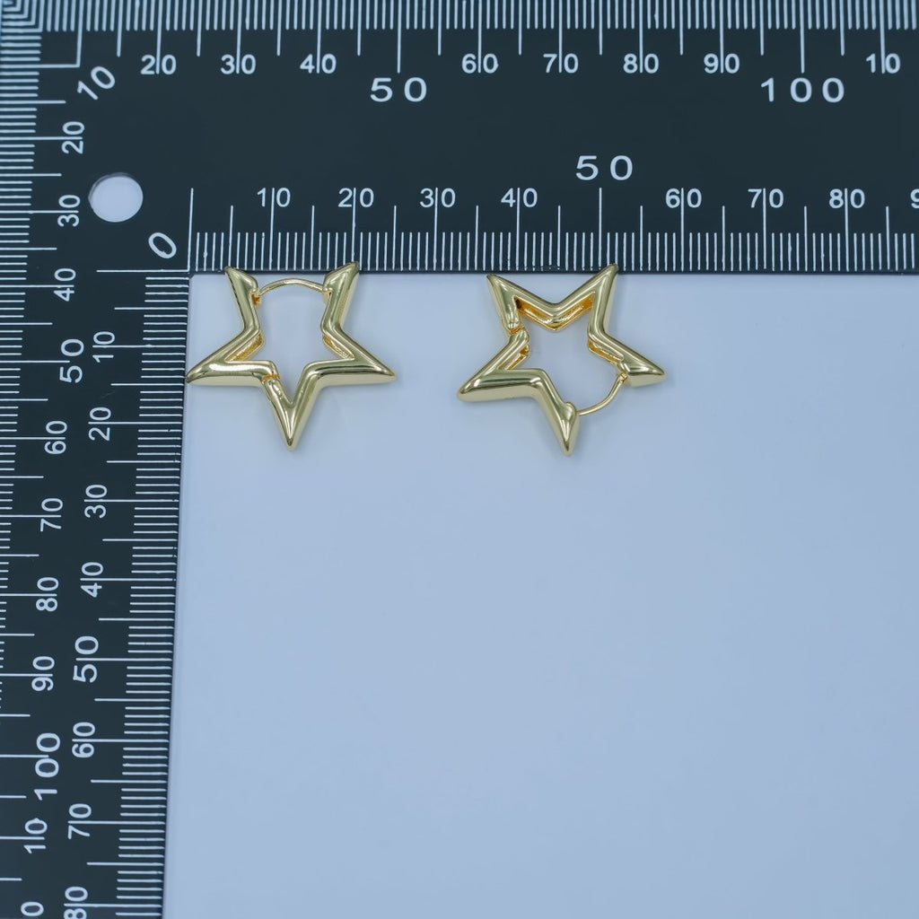 24K Gold plated Celestial Star Minimalist Hoop Earrings | AD1000 