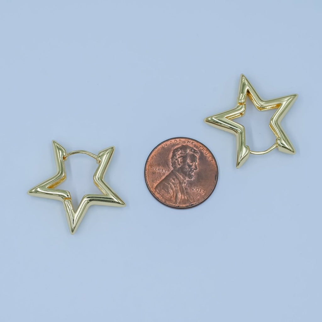 24K Gold plated Celestial Star Minimalist Hoop Earrings | AD1000 