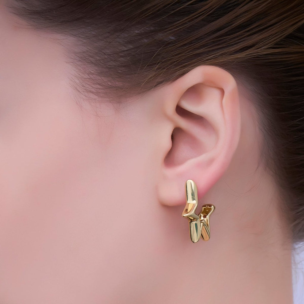 24K Gold plated Celestial Star Minimalist Hoop Earrings | AD1000 