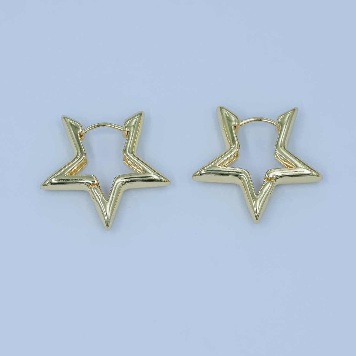 24K Gold plated Celestial Star Minimalist Hoop Earrings | AD1000 