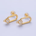 24K Gold plated Celestial Star Paperclip Loop Stud Earrings Findings | Z1066 - DLUXCA