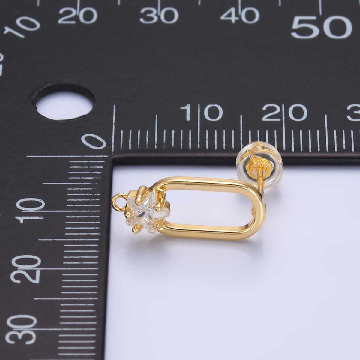 24K Gold plated Celestial Star Paperclip Loop Stud Earrings Findings | Z1066 - DLUXCA