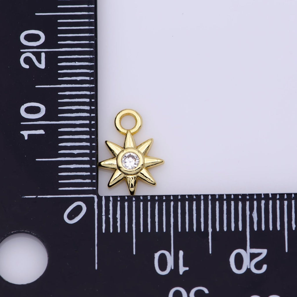 24K Gold plated Celestial Sun CZ Mini Charm | D733 - DLUXCA