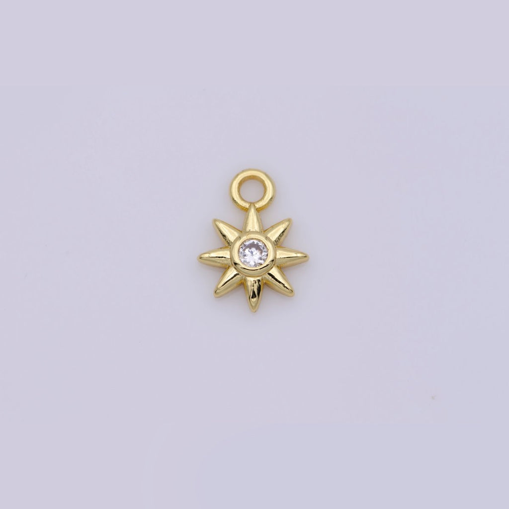 24K Gold plated Celestial Sun CZ Mini Charm | D733 - DLUXCA