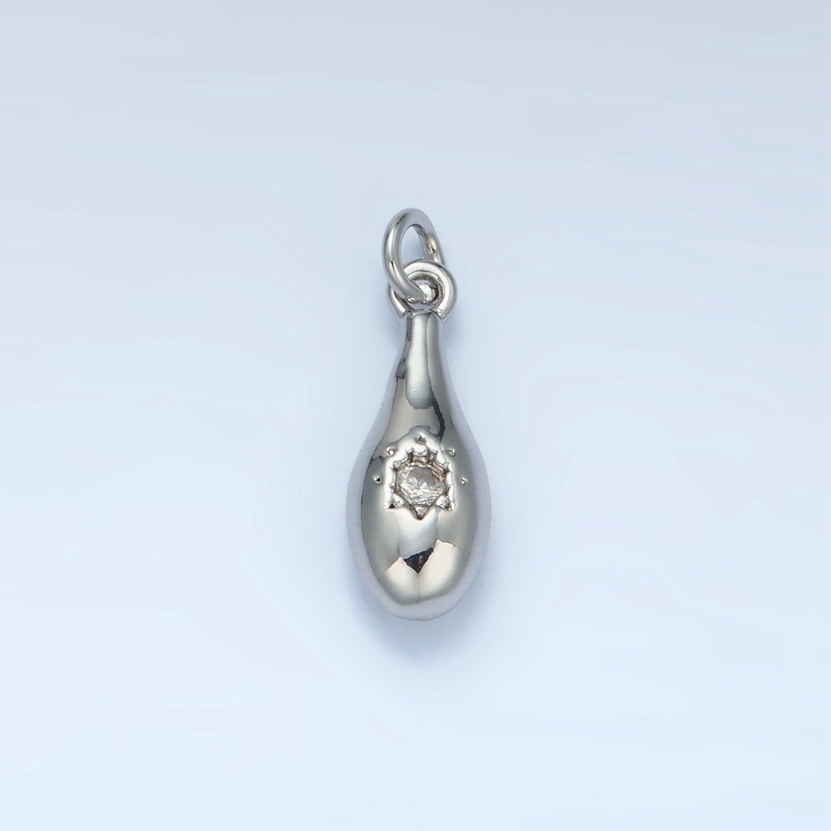 24K Gold plated Celestial Sun CZ Molten Drop Charm in Gold & Silver | E394