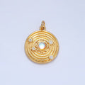 24K Gold plated Celestial Sun Opal CZ Solar System Round Charm | X818 - DLUXCA