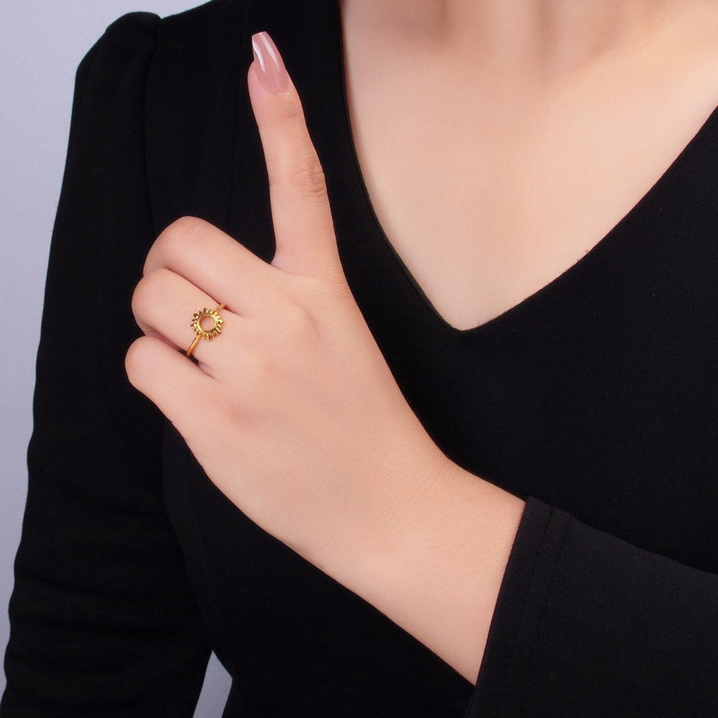 24K Gold plated Celestial Sun Open Minimalist Ring | R018 - DLUXCA